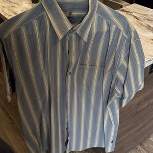 Kuhl Blue and Yellow Striped Casual Button Down Shirt